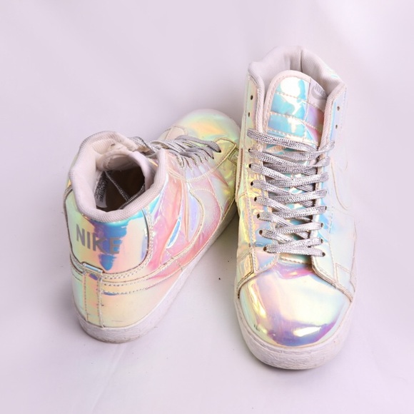 RARE Nike Wmns  Blazer Iridescent Rainbow Liquid Silver 2014 Us 7 - Picture 5 of 7